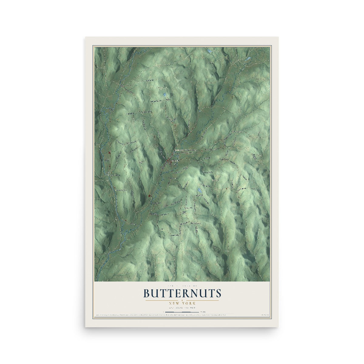 Butternuts, New York map print, 12" x 18" Archival Matte Print mockup