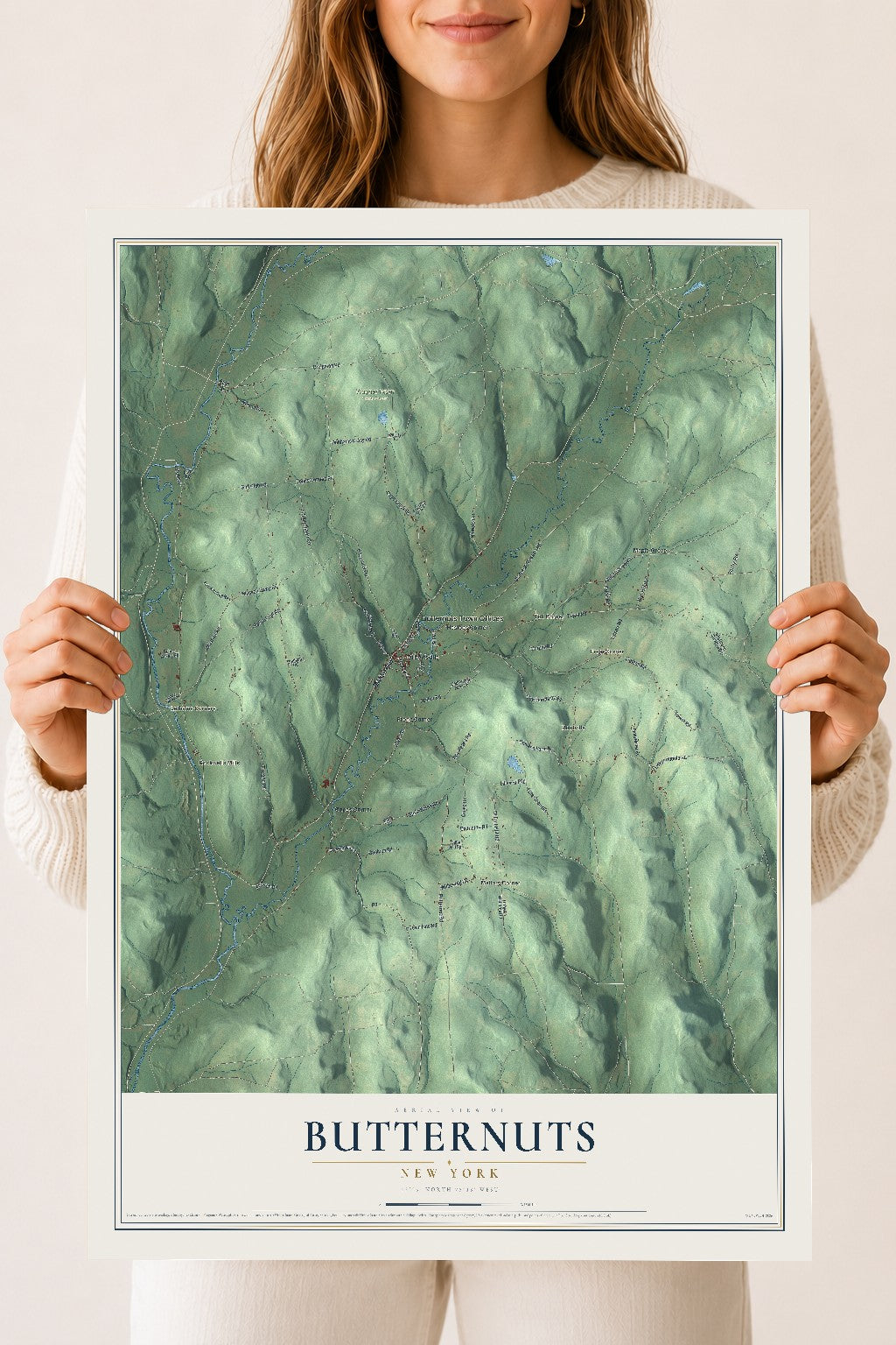 Butternuts, New York map print, 18" x 24" Archival Matte Print mockup