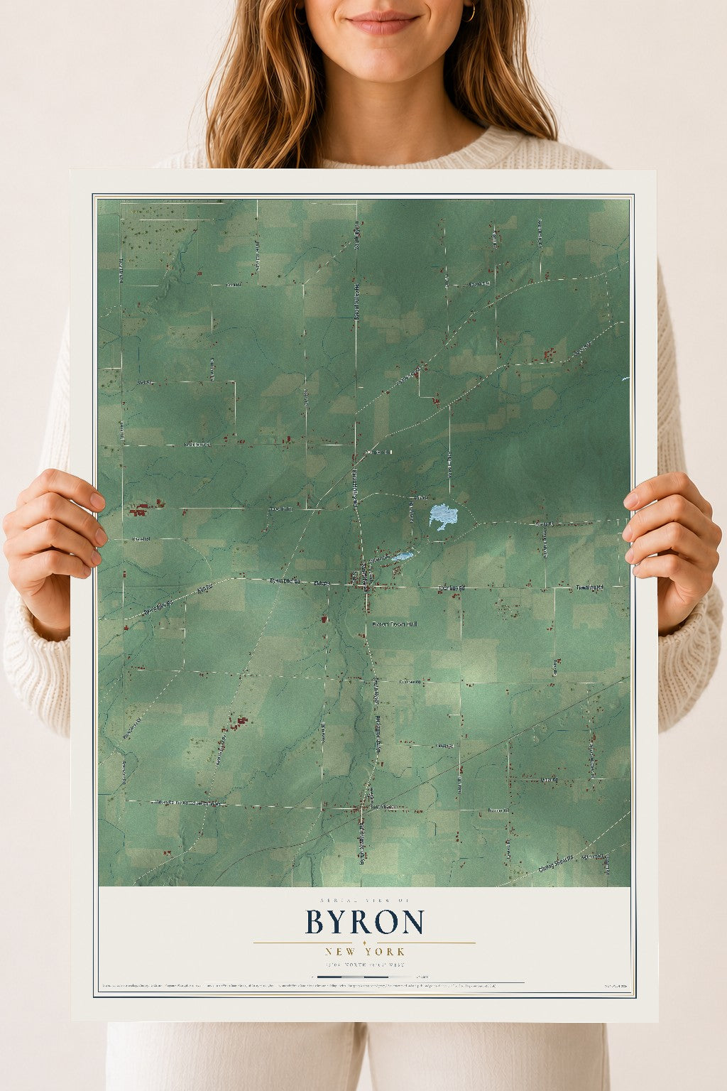 Byron, New York map print, 18" x 24" Archival Matte Print mockup