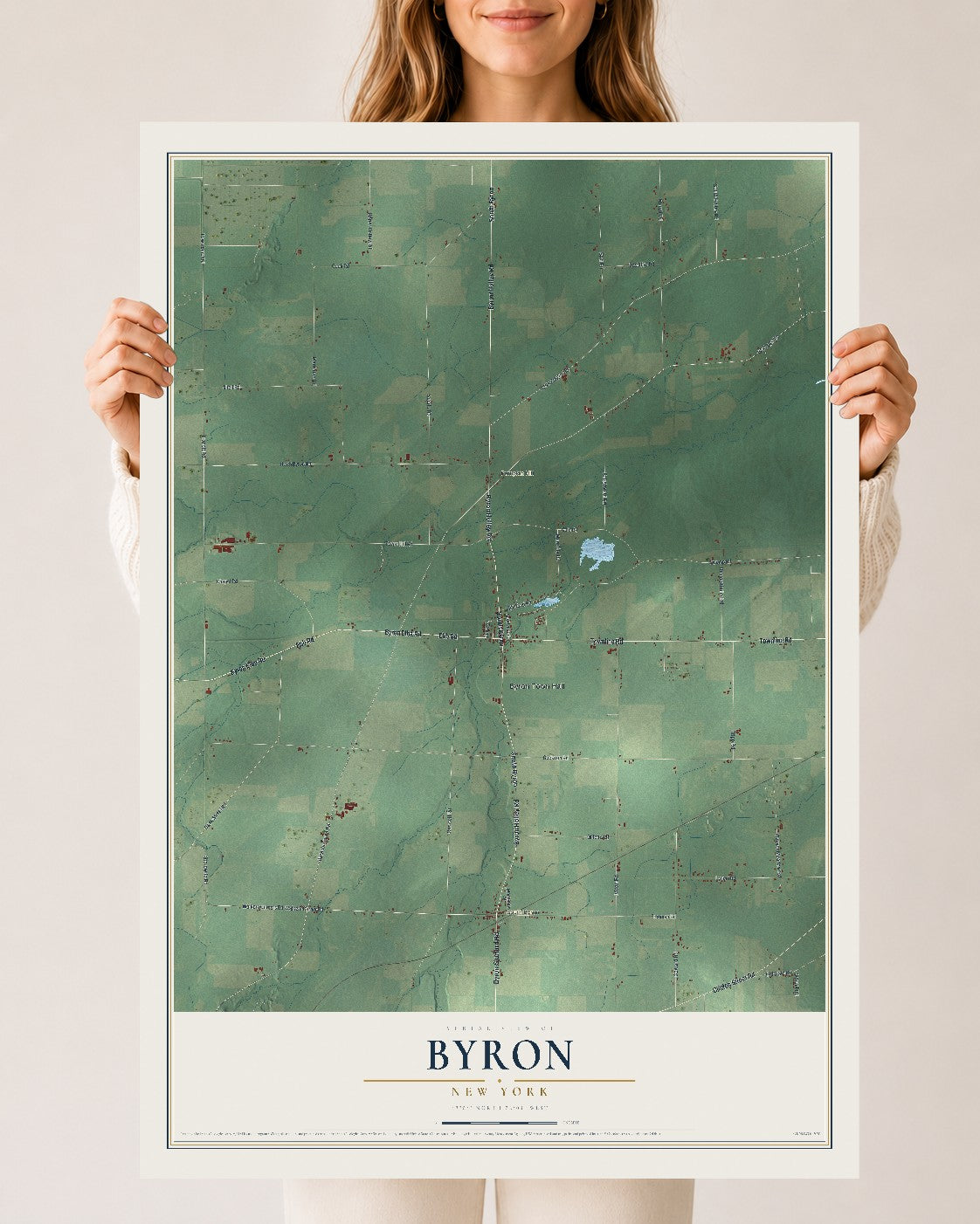 Byron, New York map print, 24" x 36" Archival Matte Print mockup