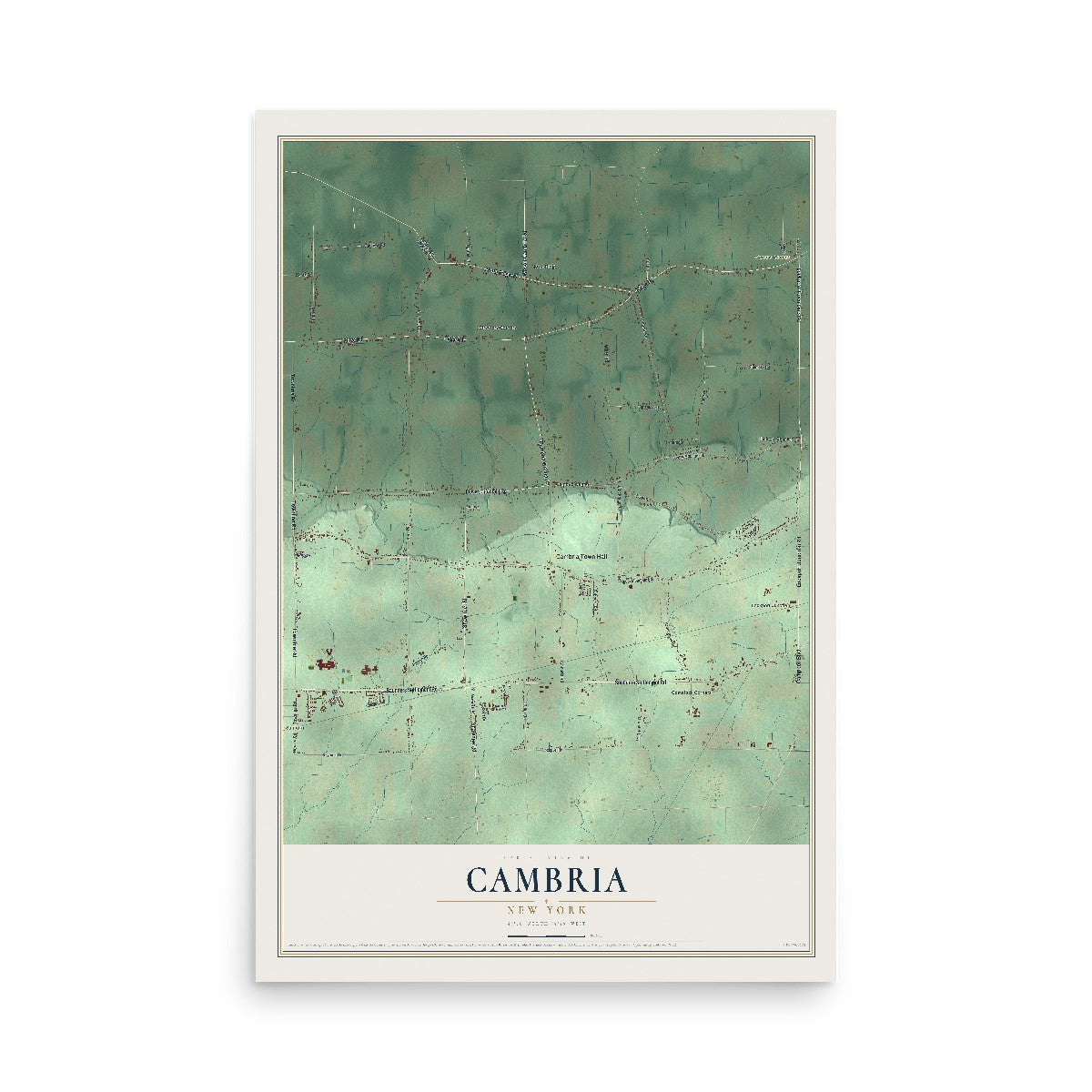 Cambria, New York map print, 12" x 18" Archival Matte Print mockup
