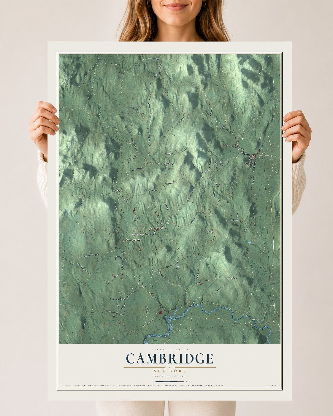 Cambridge, New York map print, 24" x 36" Archival Matte Print mockup