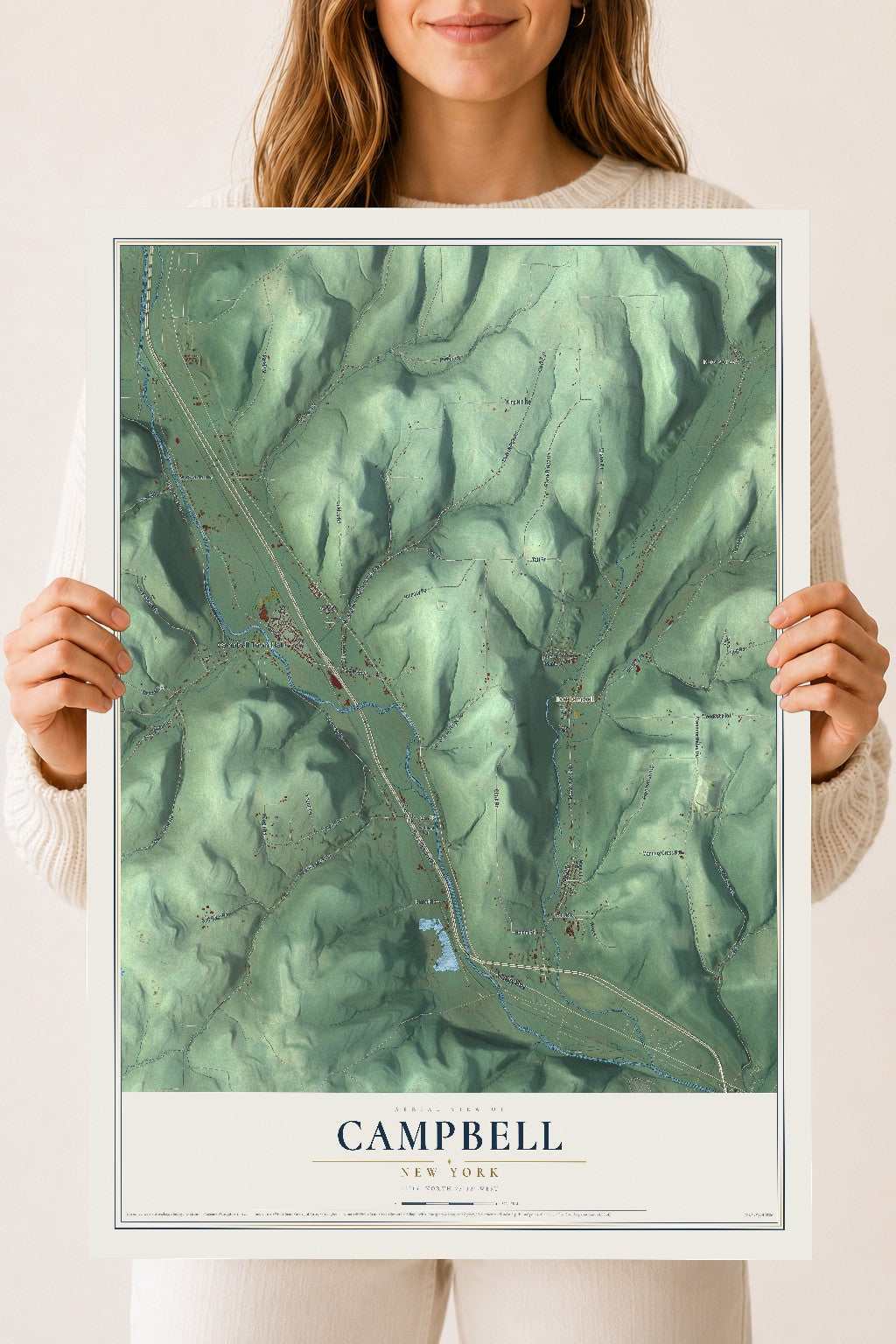 Campbell, New York map print, 18" x 24" Archival Matte Print mockup