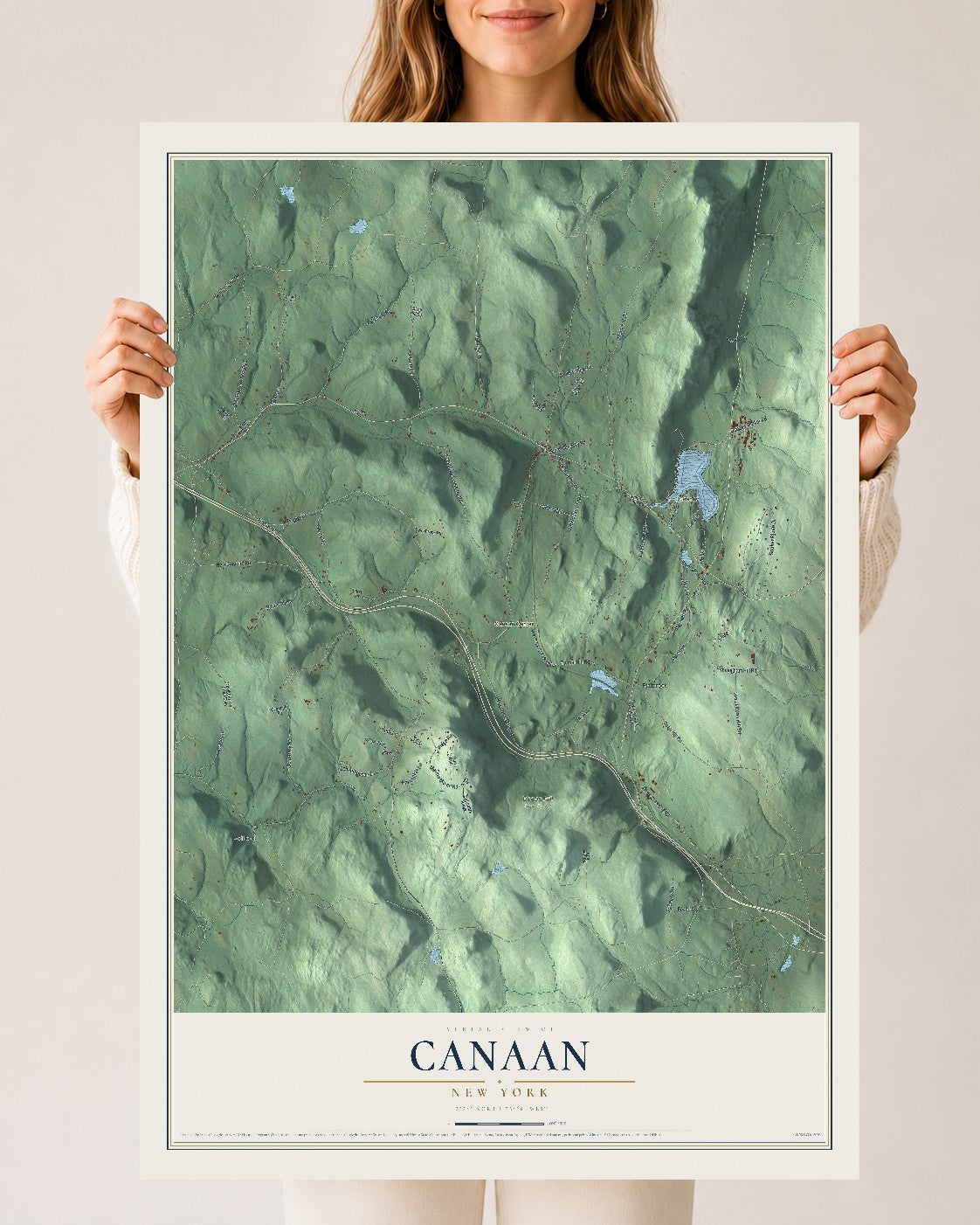 Map of Canaan, New York, 24 x 36 inch unframed archival matte print