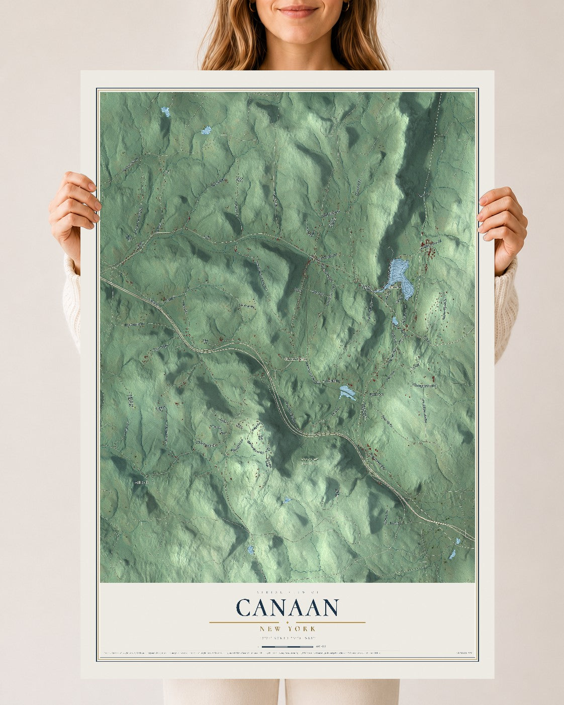 Canaan, New York map print, 24" x 36" Archival Matte Print mockup