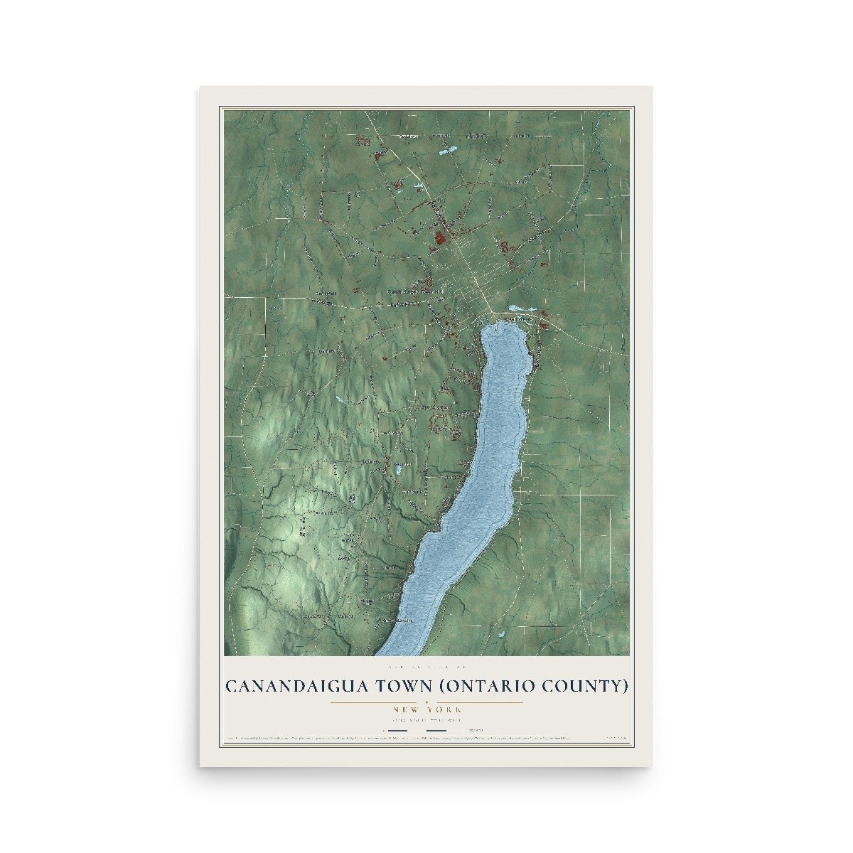 Canandaigua Town (Ontario County), New York map print, 12" x 18" Archival Matte Print mockup