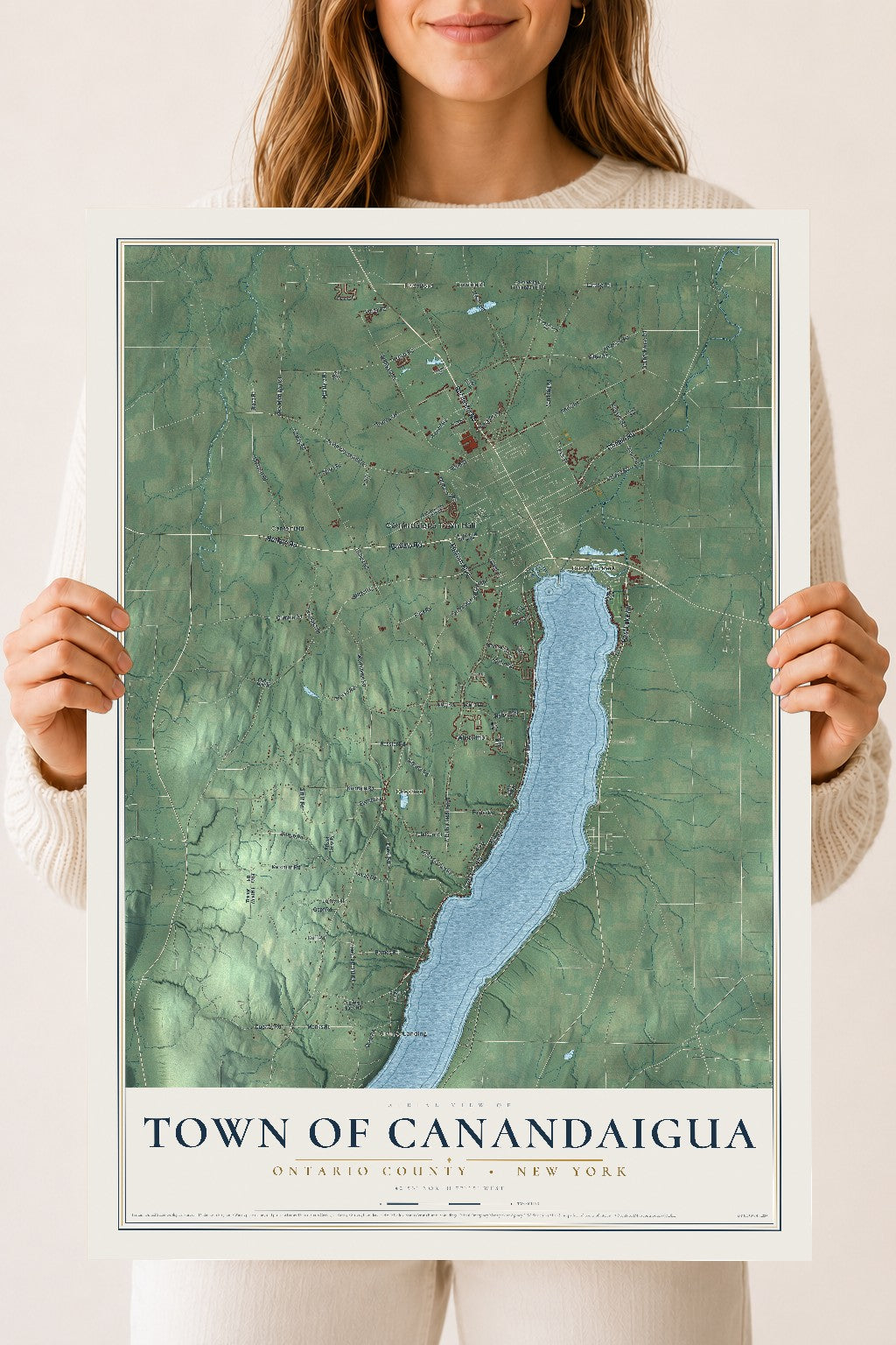 Map of the Town of Canandaigua, Ontario County, New York, 18 x 24 inch unframed archival matte print