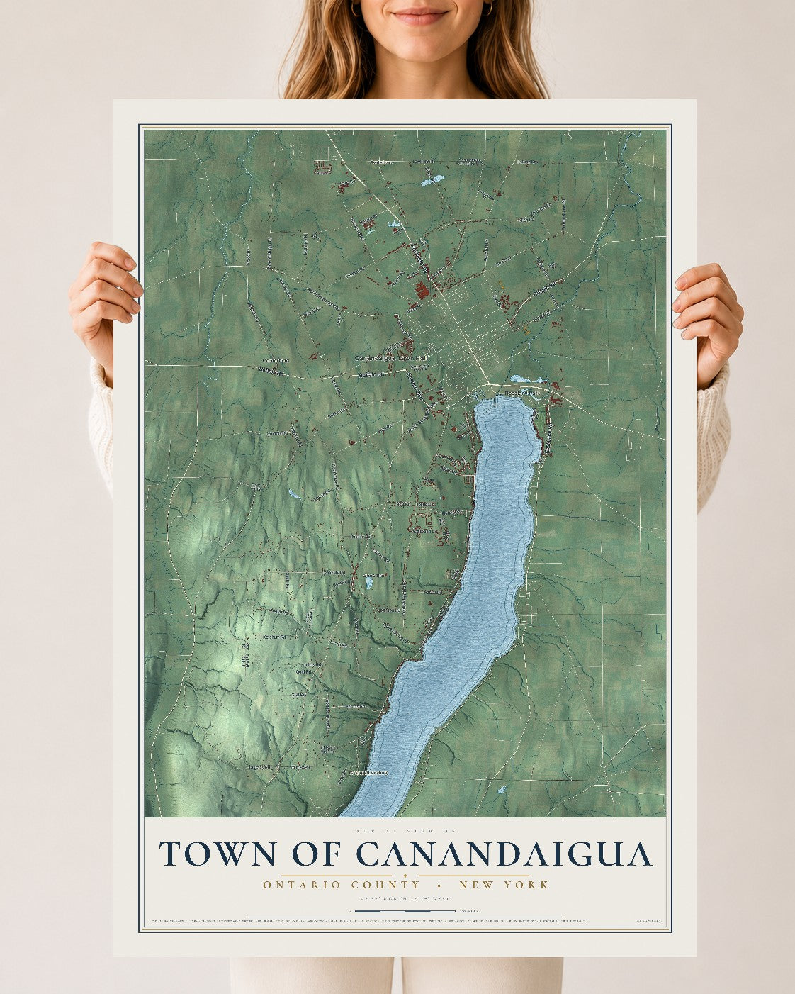 Map of the Town of Canandaigua, Ontario County, New York, 24 x 36 inch unframed archival matte print
