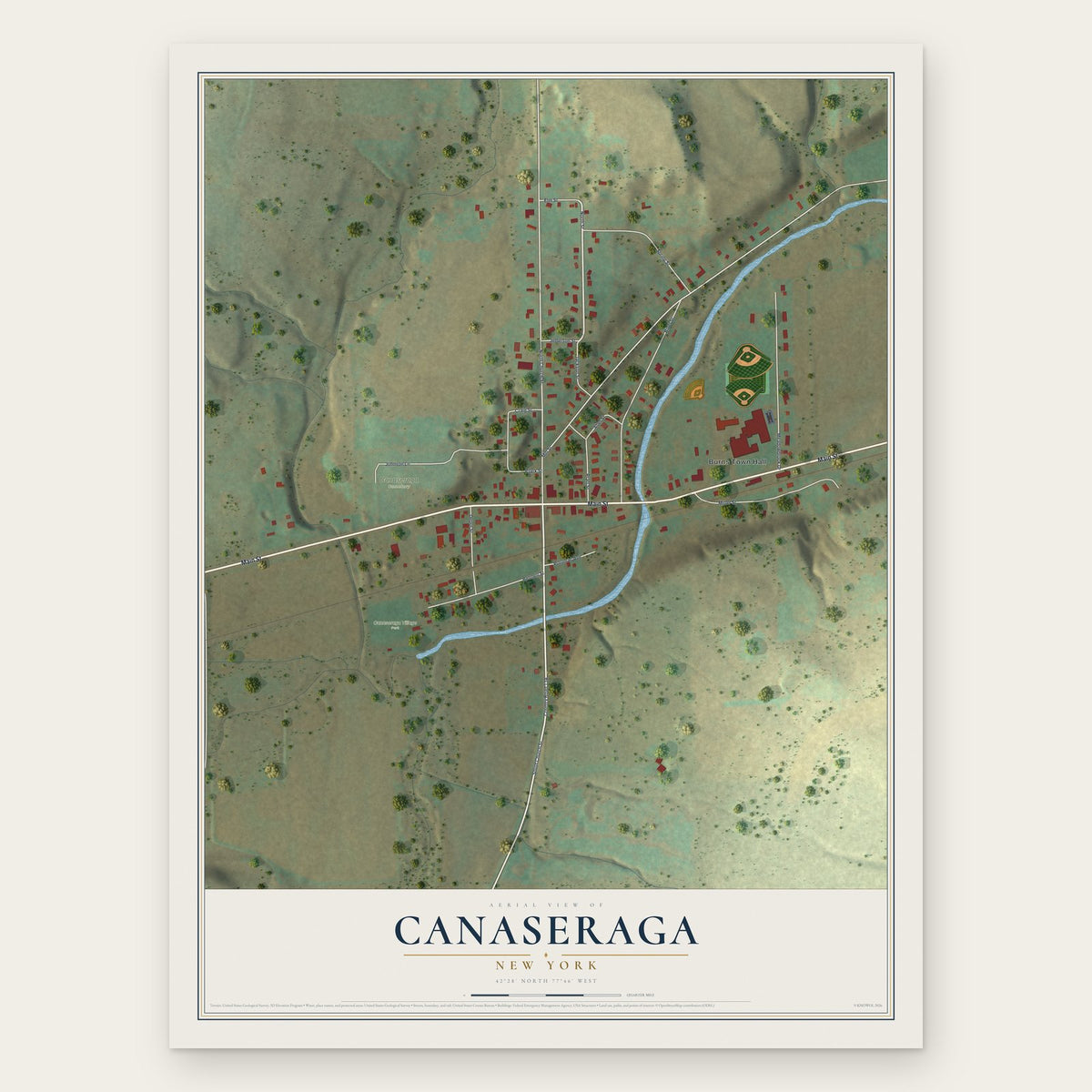 Canaseraga, New York map print, the full design