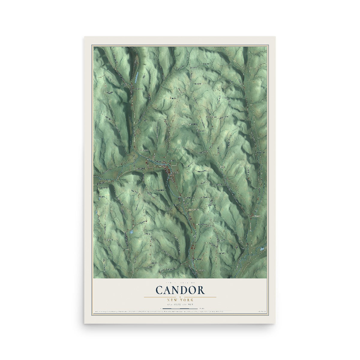 Candor, New York map print, 12" x 18" Archival Matte Print mockup