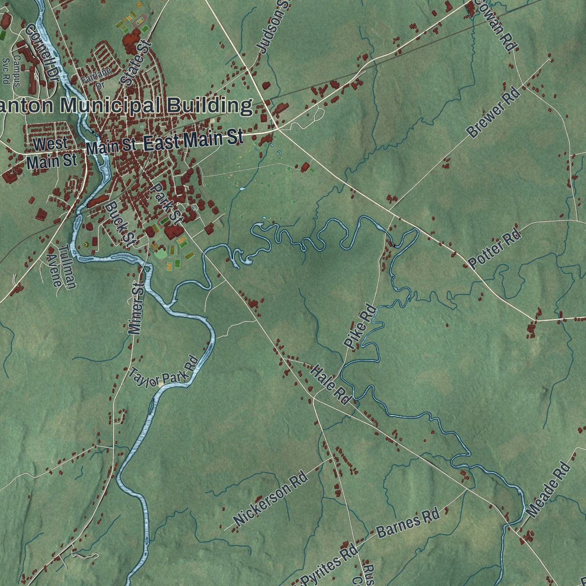 Close-up 2 of the Canton, New York map artwork