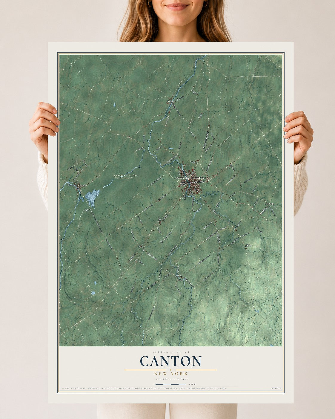 Canton, New York map print, 24" x 36" Archival Matte Print mockup