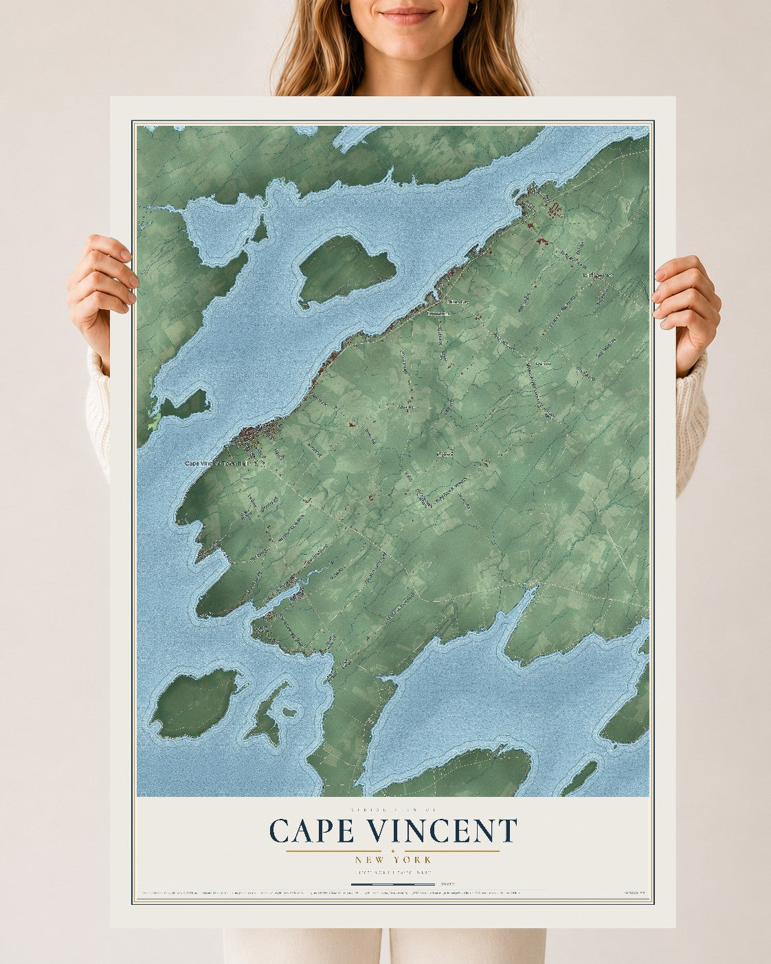 Cape Vincent, New York map print, 24" x 36" Archival Matte Print mockup