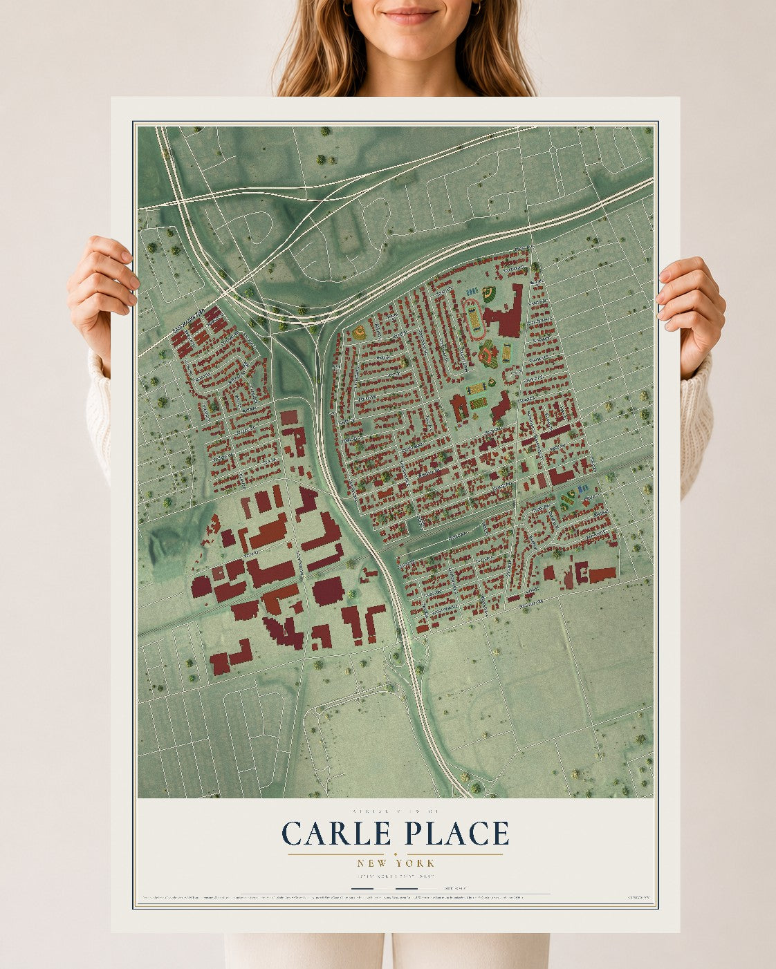 Carle Place, New York map print, 24" x 36" Archival Matte Print mockup