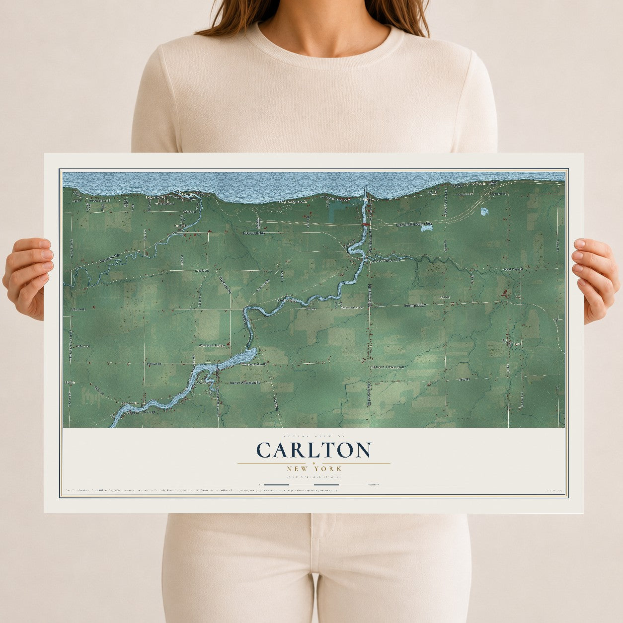 Carlton, New York map print, 12" x 18" Archival Matte Print mockup