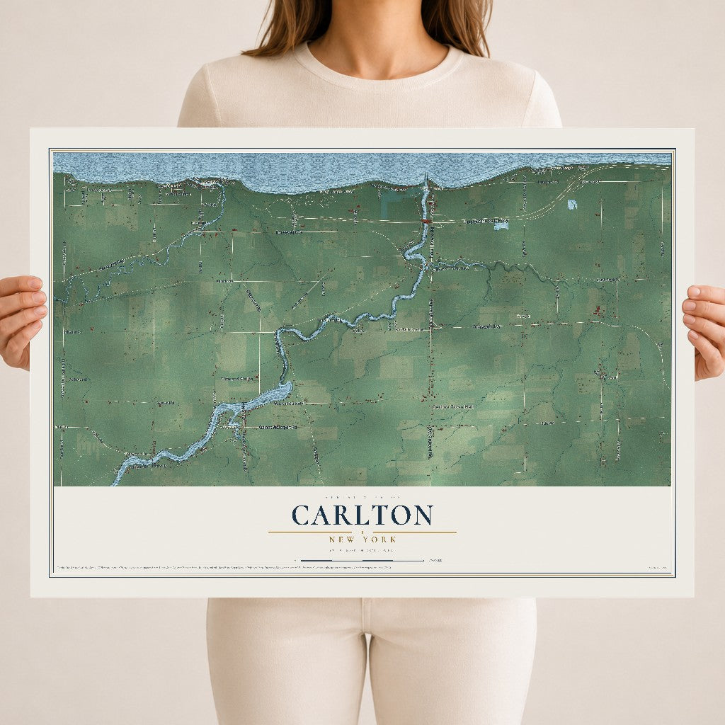 Carlton, New York map print, 18" x 24" Archival Matte Print mockup