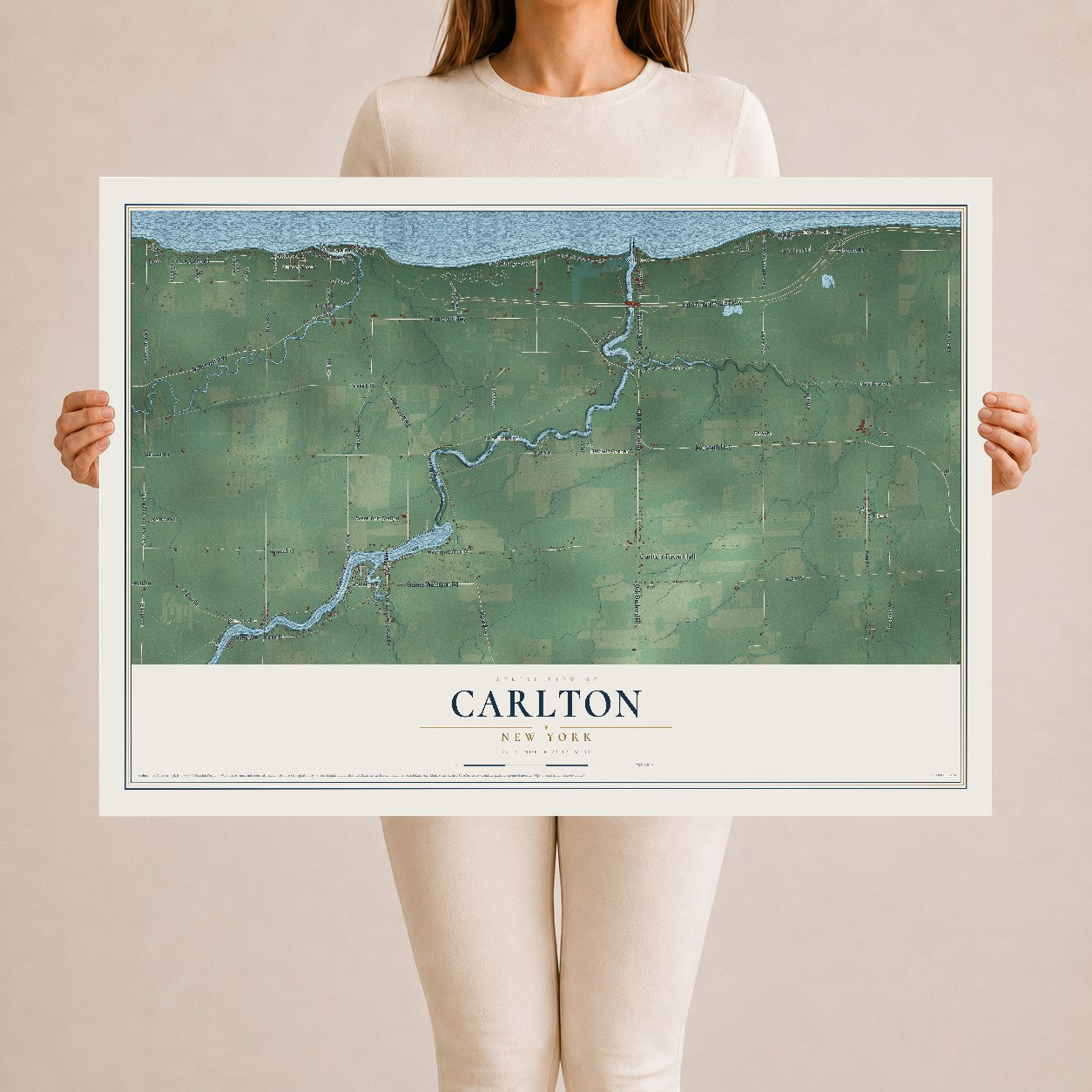 Carlton, New York map print, 24" x 36" Archival Matte Print mockup