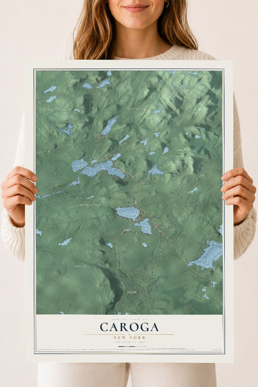 Caroga, New York map print, 18" x 24" Archival Matte Print mockup