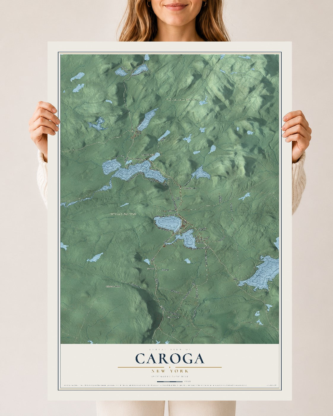 Caroga, New York map print, 24" x 36" Archival Matte Print mockup