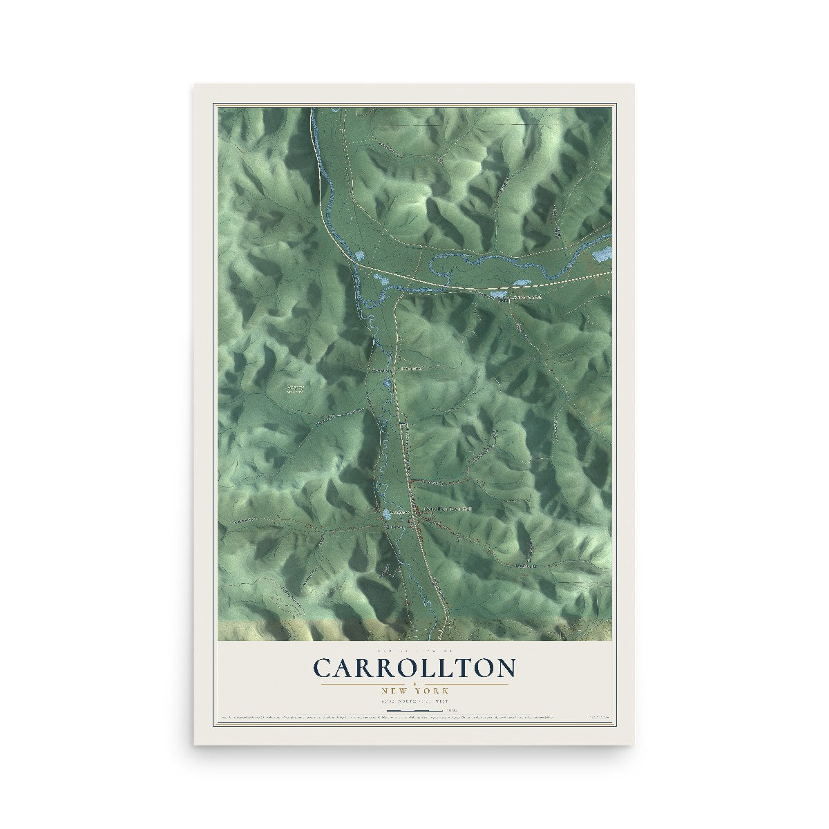 Carrollton, New York map print, 12" x 18" Archival Matte Print mockup
