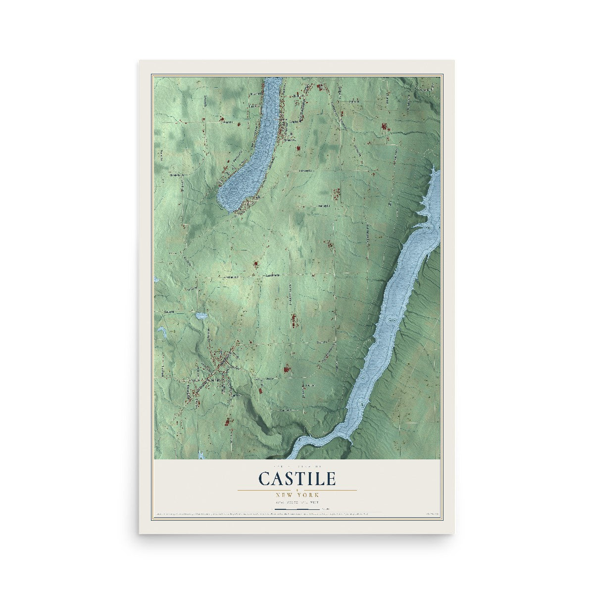 Castile, New York map print, 12" x 18" Archival Matte Print mockup