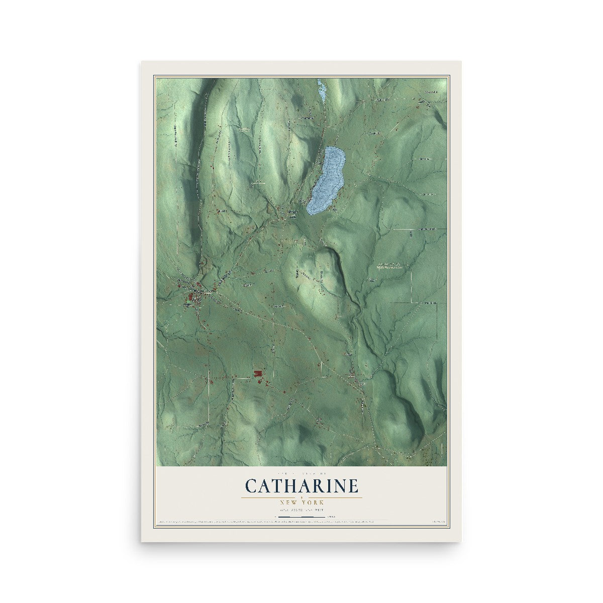 Catharine, New York map print, 12" x 18" Archival Matte Print mockup