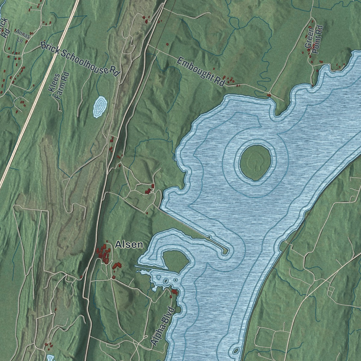 Close-up 2 of the Catskill, New York map artwork