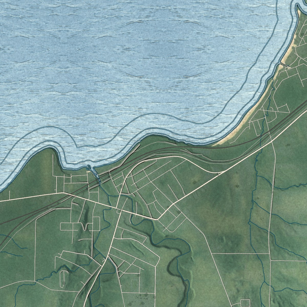 Close-up 1 of the Cattaraugus Reservation, New York map artwork
