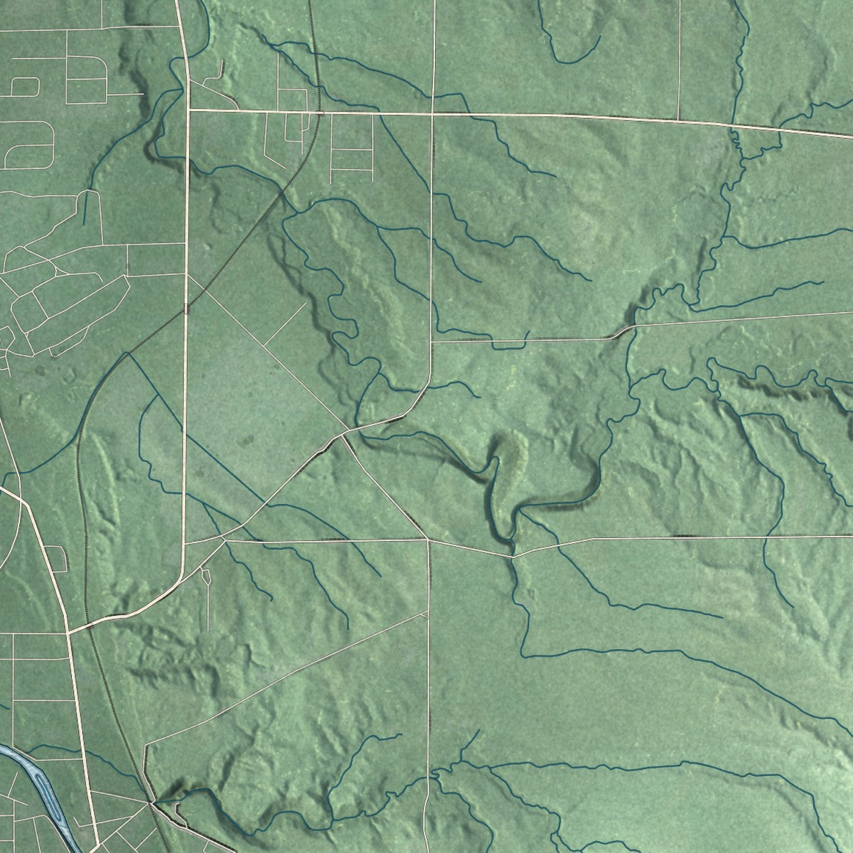 Close-up 2 of the Cattaraugus Reservation, New York map artwork