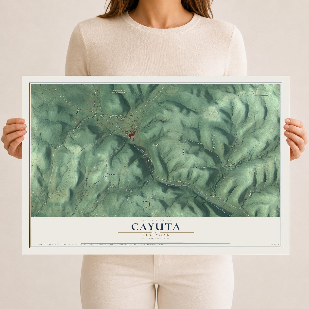 Cayuta, New York map print, 12" x 18" Archival Matte Print mockup