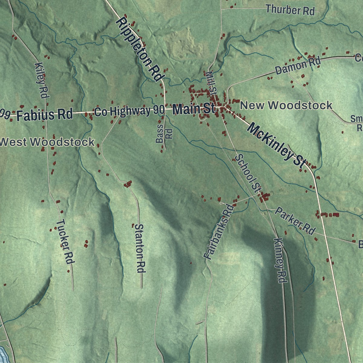 Close-up 2 of the Cazenovia, New York map artwork