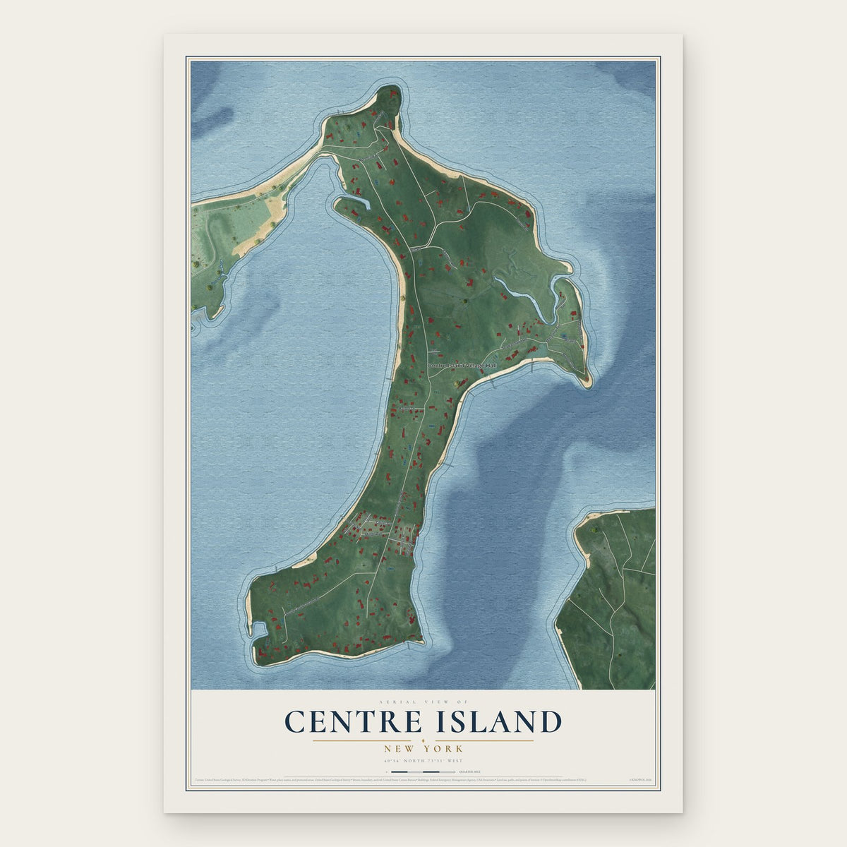 Centre Island, New York map print, the full design