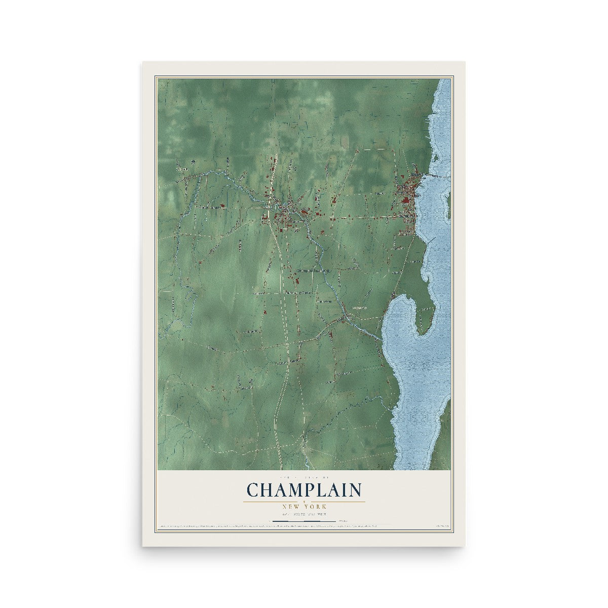 Champlain, New York map print, 12" x 18" Archival Matte Print mockup