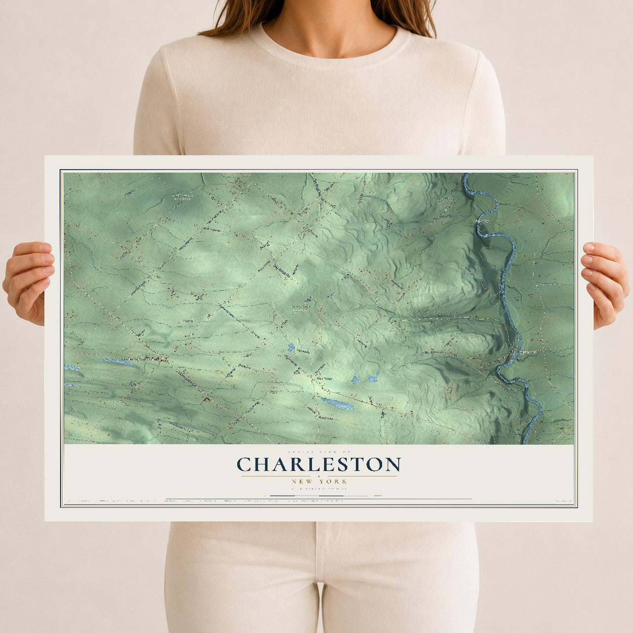 Charleston, New York map print, 12" x 18" Archival Matte Print mockup