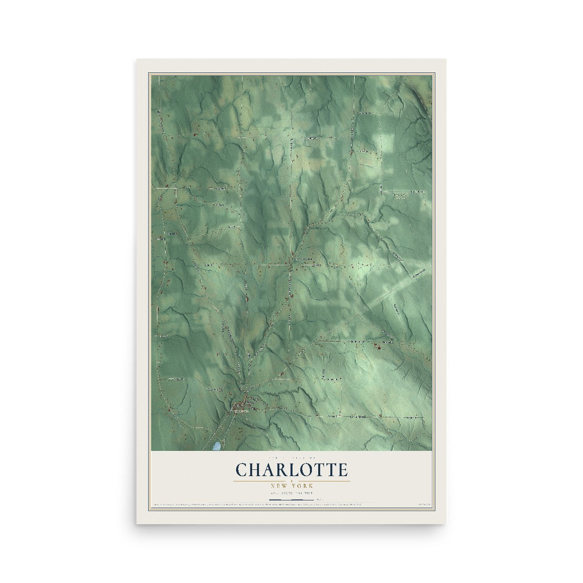 Charlotte, New York map print, 12" x 18" Archival Matte Print mockup