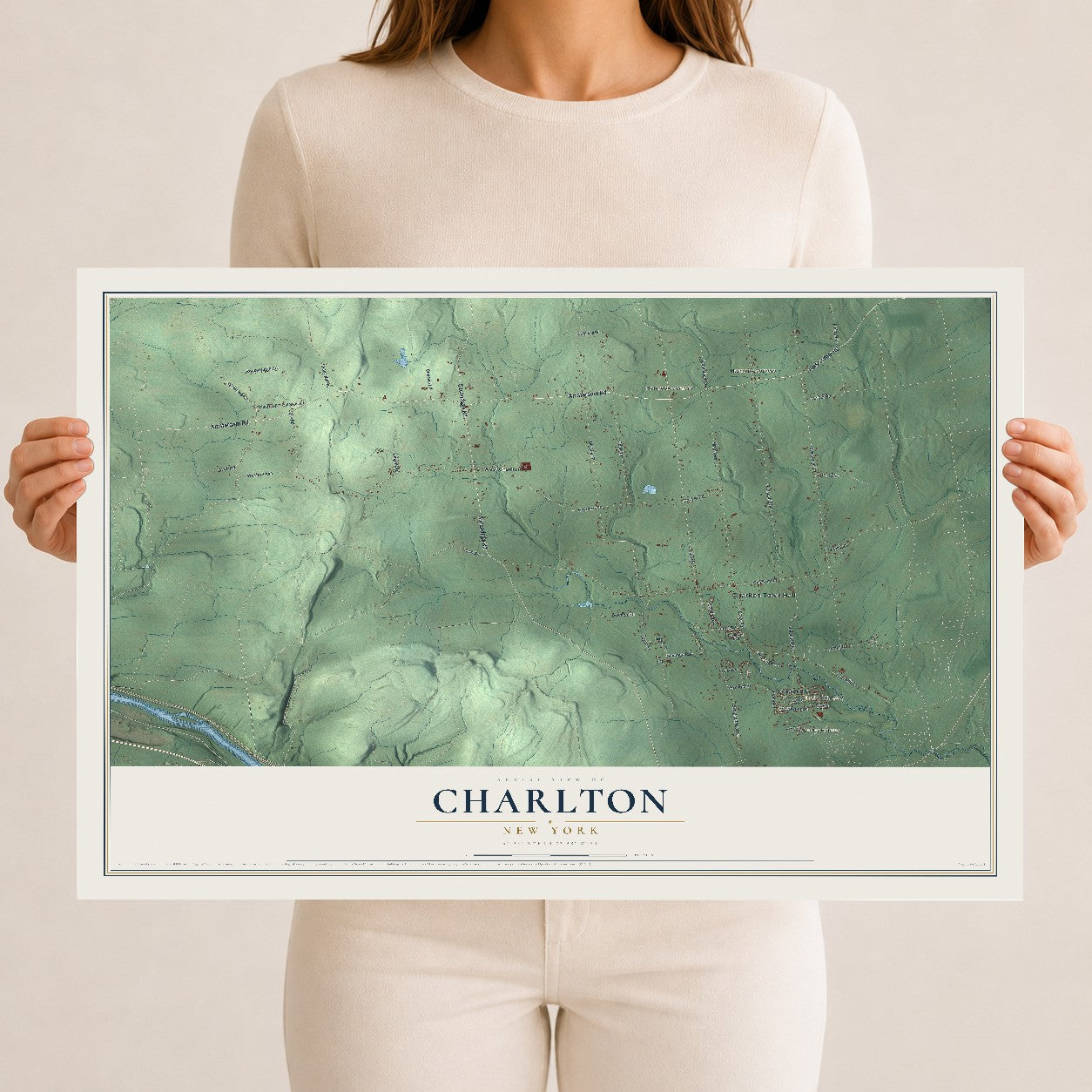 Charlton, New York map print, 12" x 18" Archival Matte Print mockup