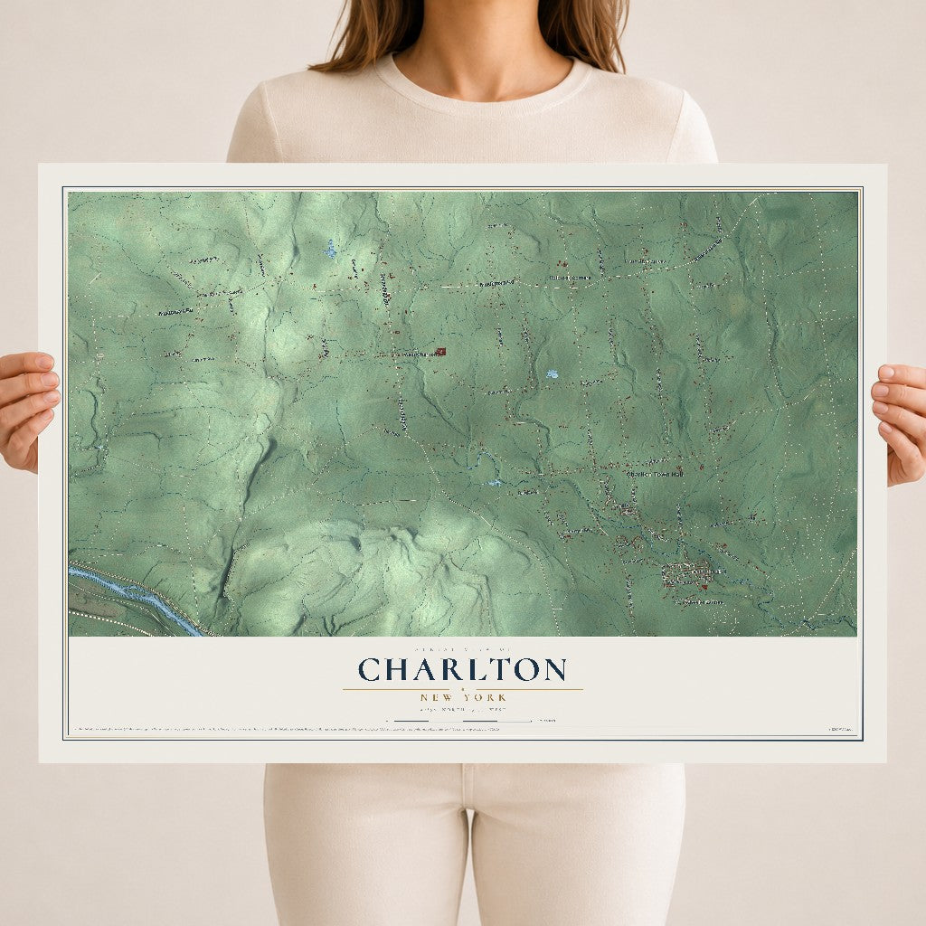 Charlton, New York map print, 18" x 24" Archival Matte Print mockup