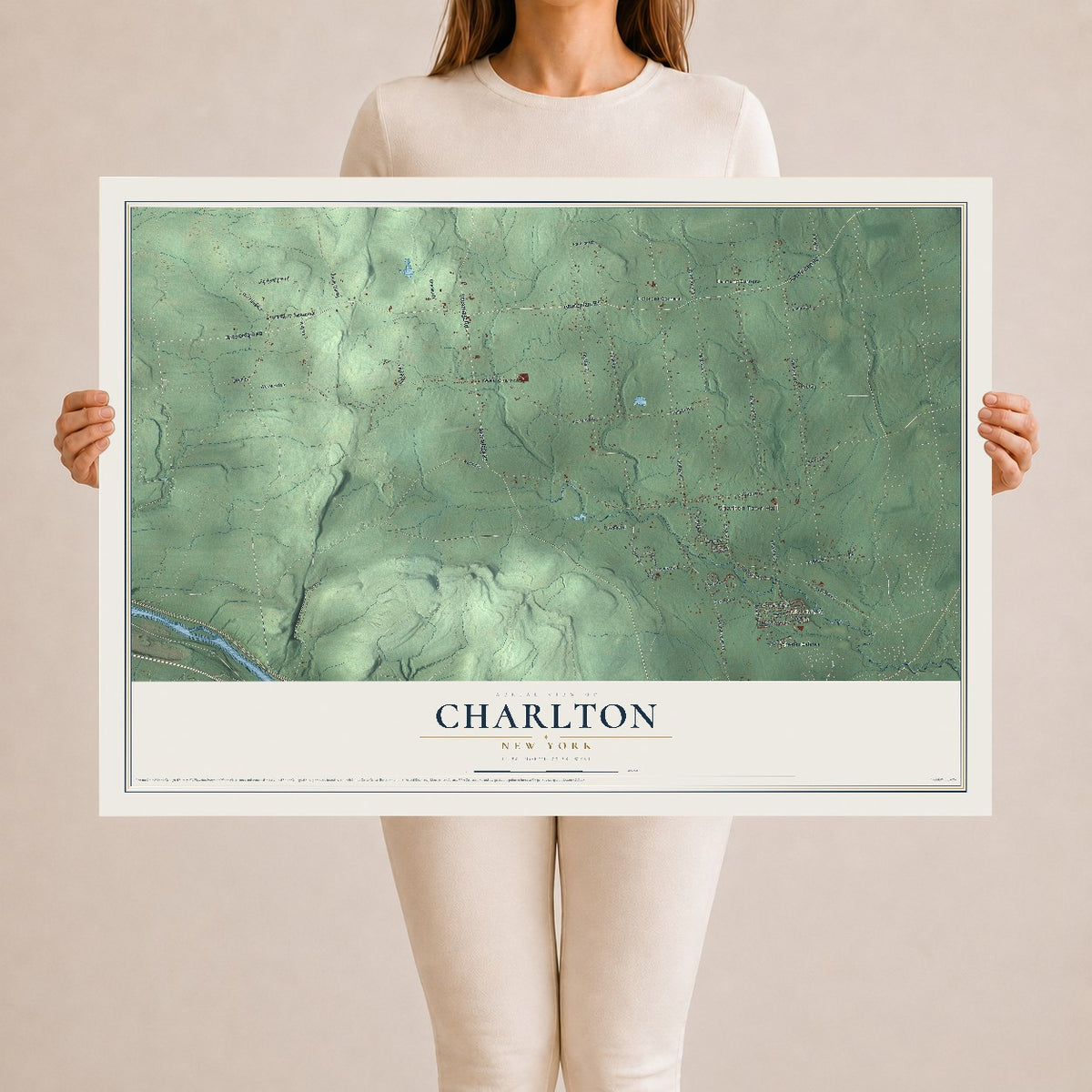 Charlton, New York map print, 24" x 36" Archival Matte Print mockup