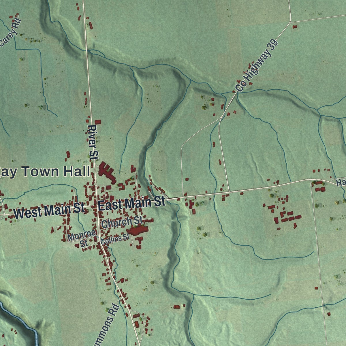 Close-up 1 of the Chateaugay, New York map artwork