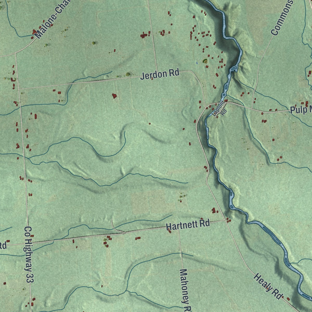 Close-up 2 of the Chateaugay, New York map artwork