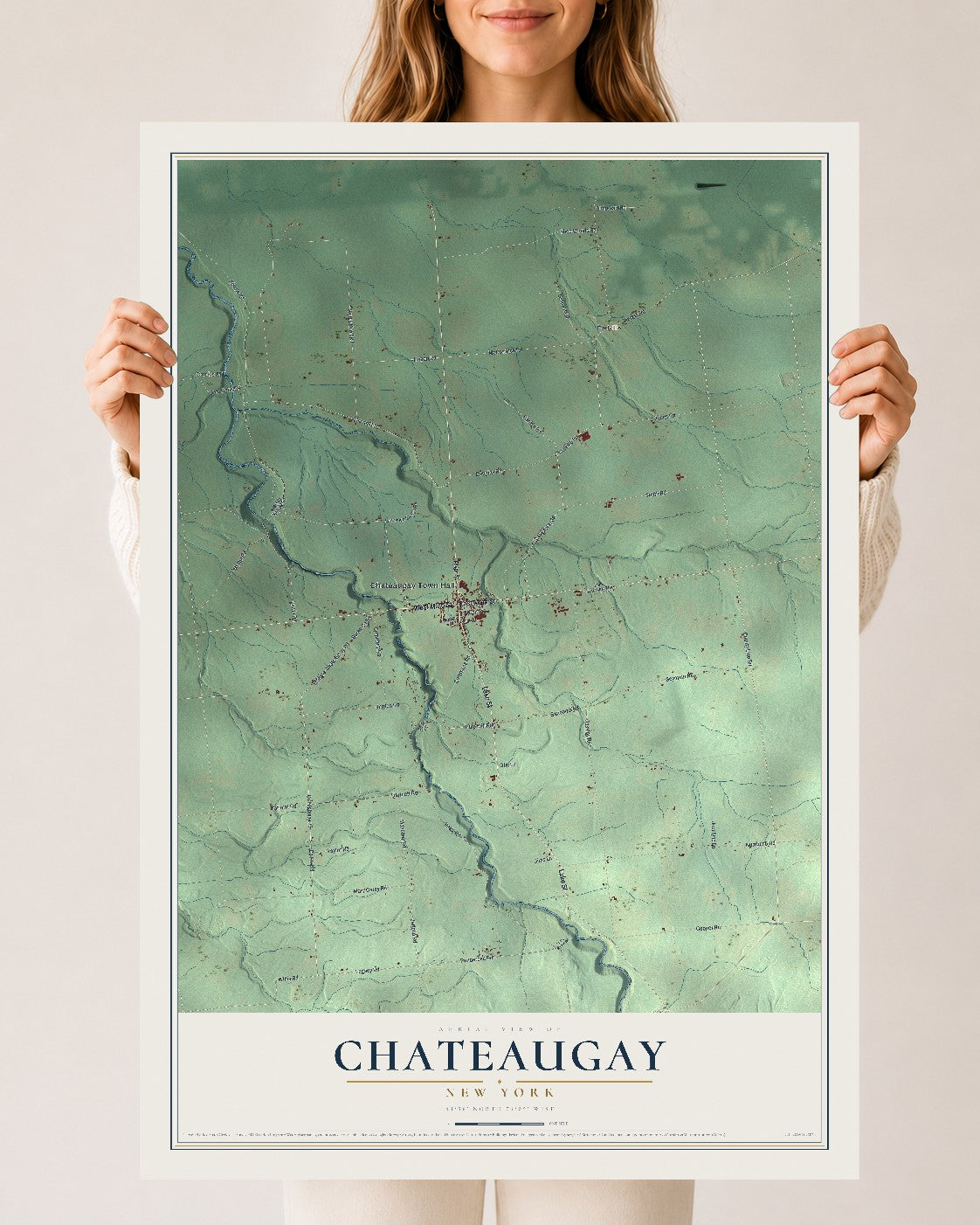 Chateaugay, New York map print, 24" x 36" Archival Matte Print mockup