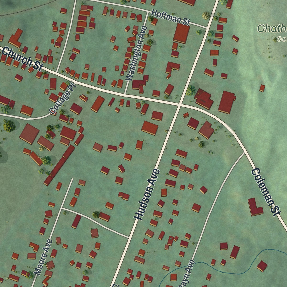 Close-up 2 of the Chatham, New York map artwork