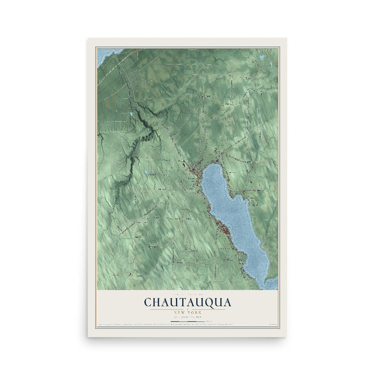 Chautauqua, New York map print, 12" x 18" Archival Matte Print mockup