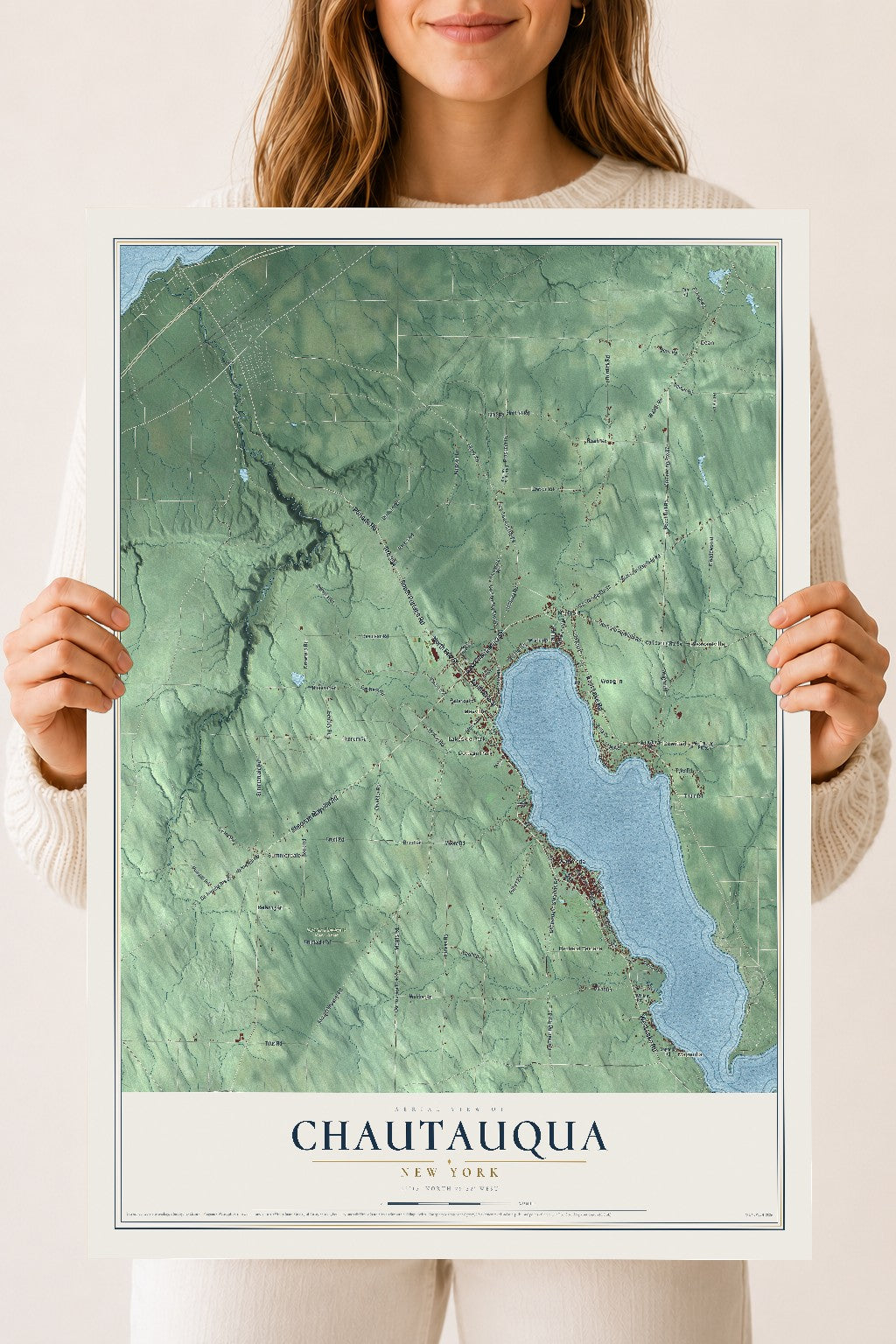 Chautauqua, New York map print, 18" x 24" Archival Matte Print mockup