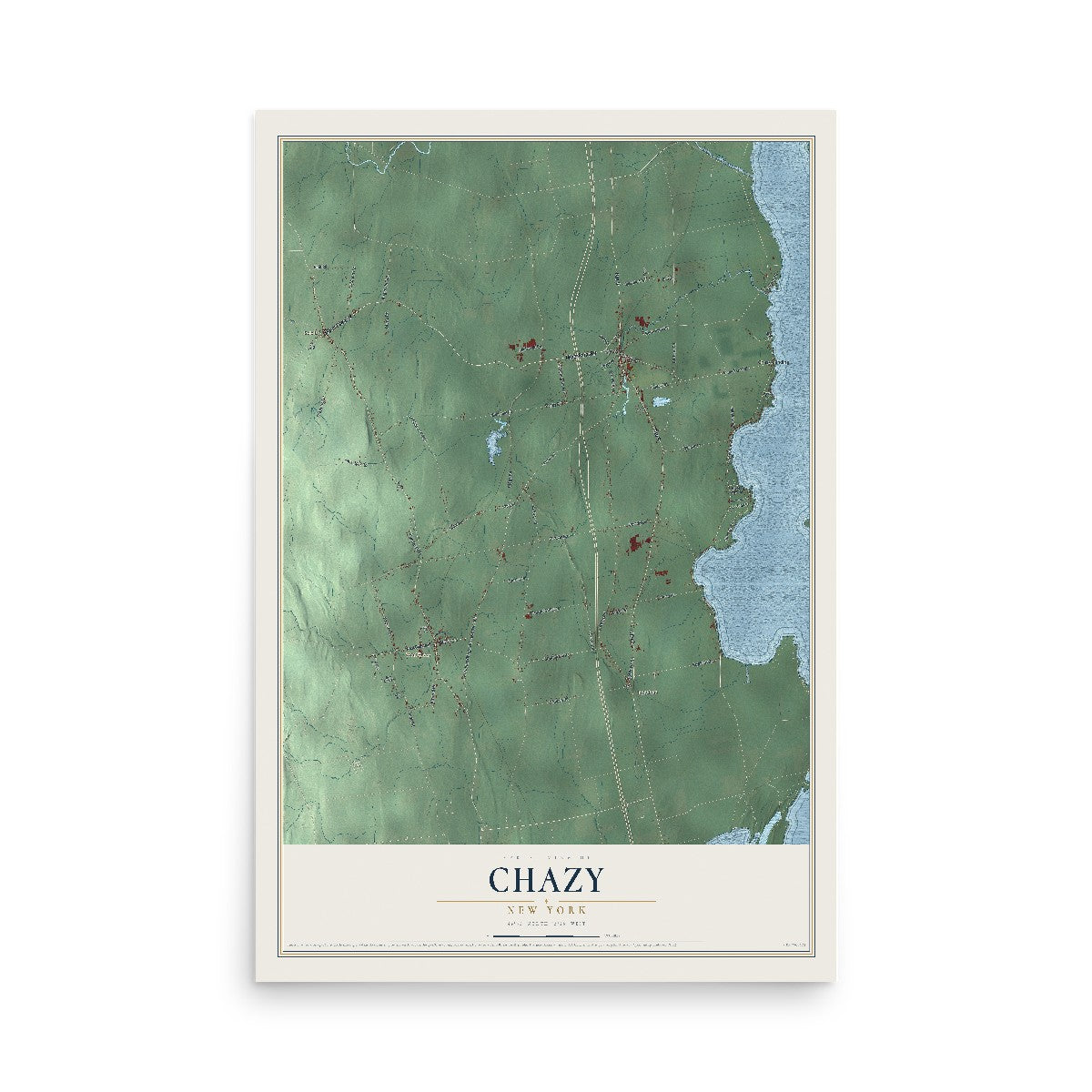 Chazy, New York map print, 12" x 18" Archival Matte Print mockup