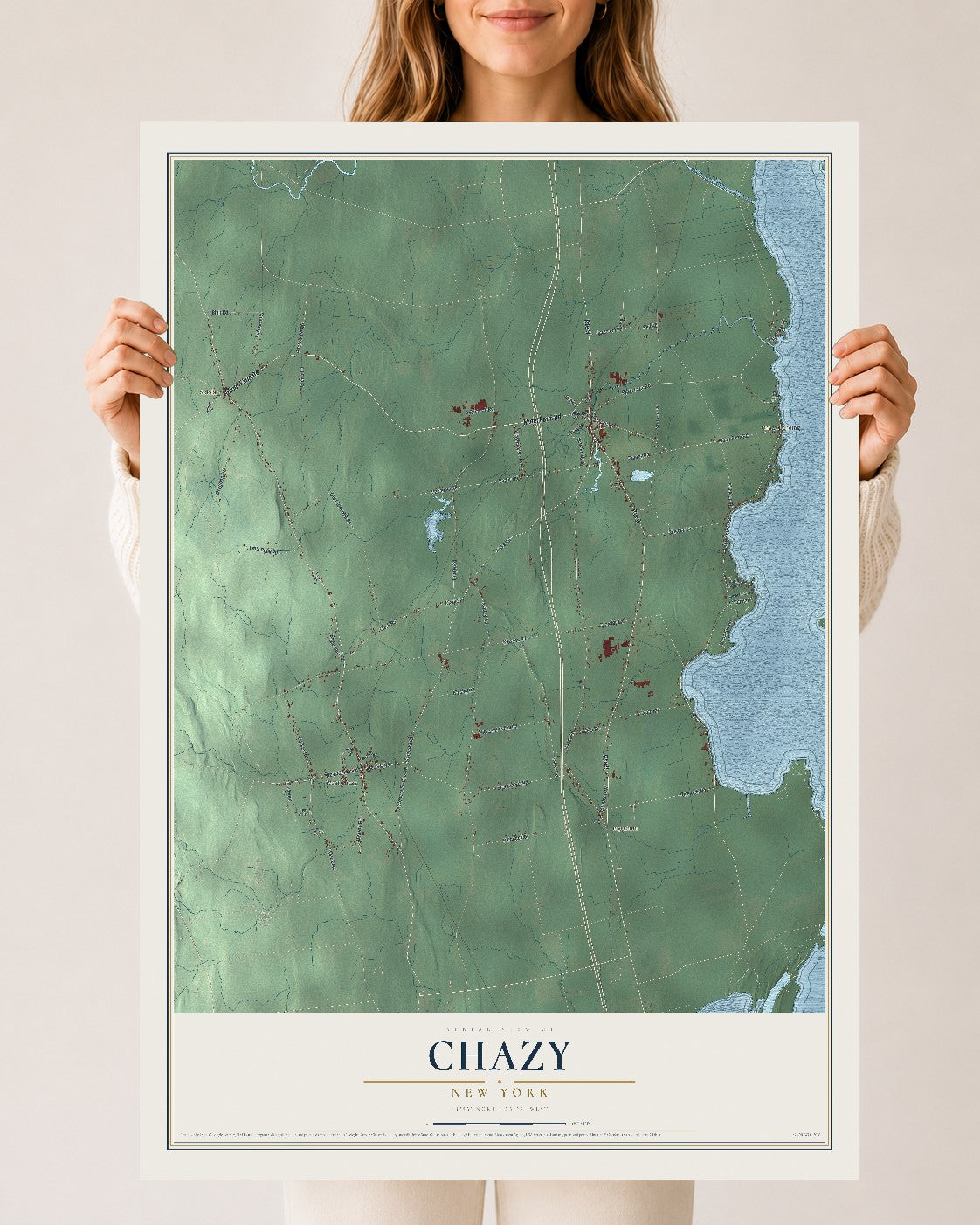 Chazy, New York map print, 24" x 36" Archival Matte Print mockup