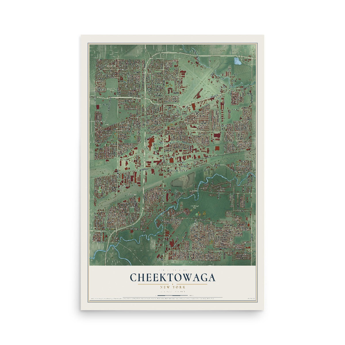 Cheektowaga, New York map print, 12" x 18" Archival Matte Print mockup