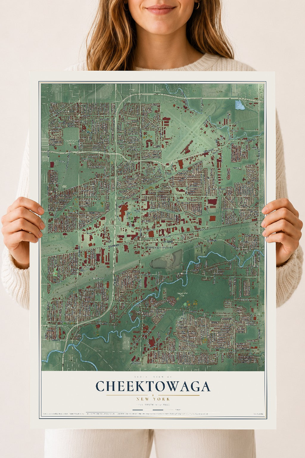 Cheektowaga, New York map print, 18" x 24" Archival Matte Print mockup