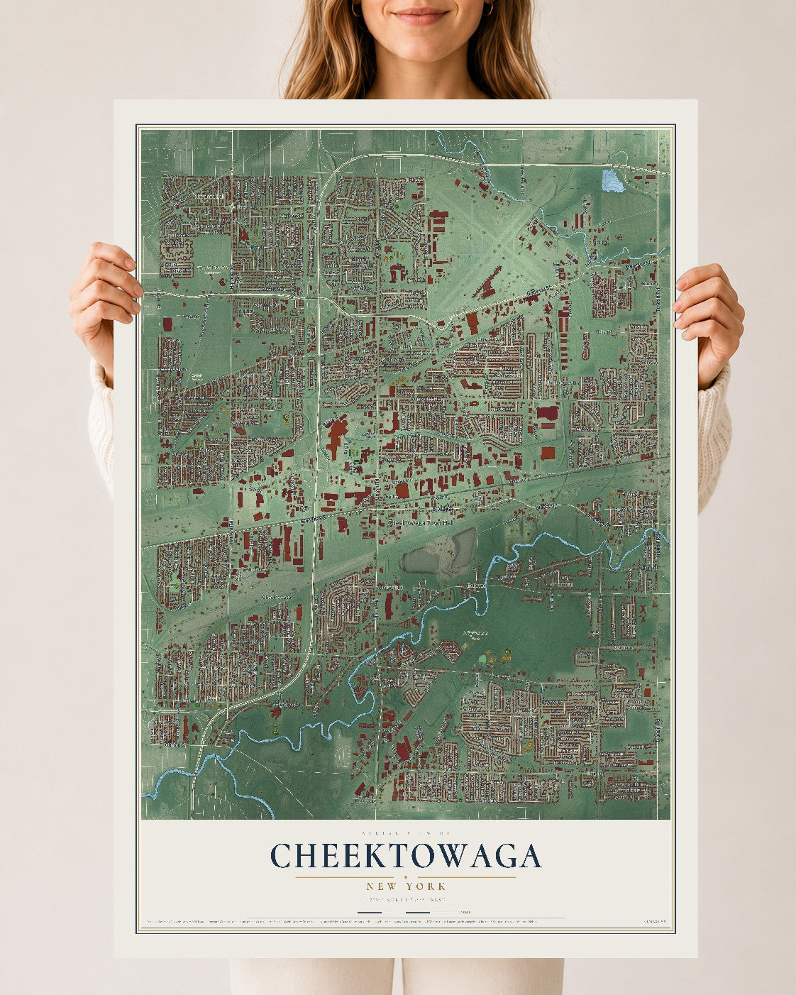 Cheektowaga, New York map print, 24" x 36" Archival Matte Print mockup