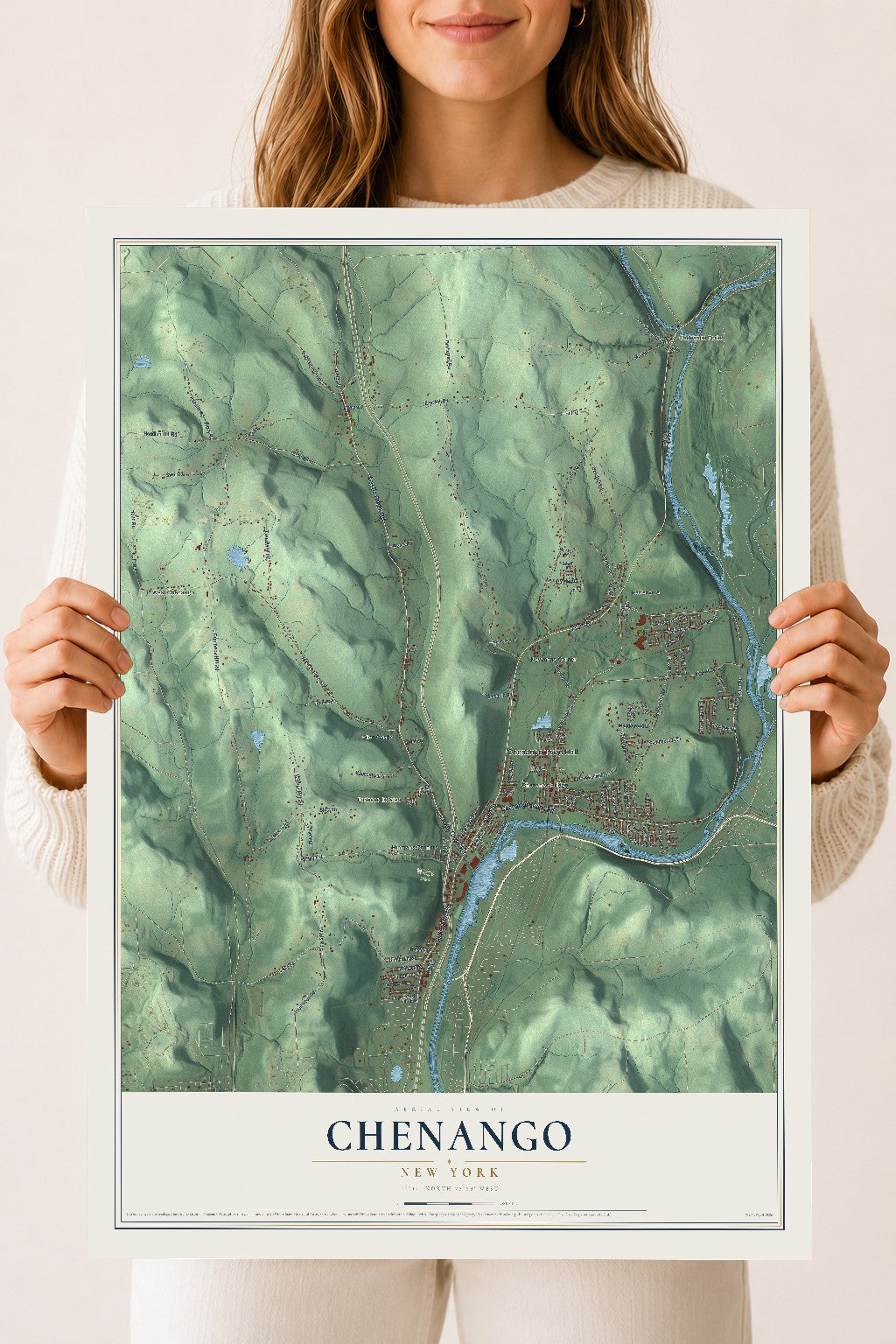 Chenango, New York map print, 18" x 24" Archival Matte Print mockup